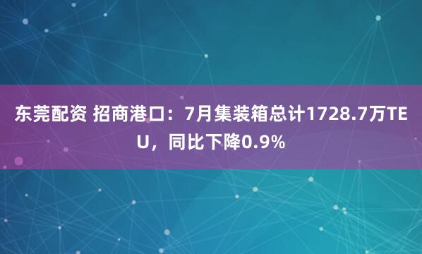 东莞配资 招商港口：7月集装箱总计1728.7万TEU，同比下降0.9%