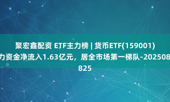 聚宏鑫配资 ETF主力榜 | 货币ETF(159001)主力资金净流入1.63亿元，居全市场第一梯队-20250825